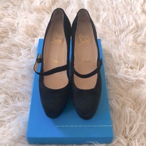 Vintage Louboutin Suede Platform Mary Janes